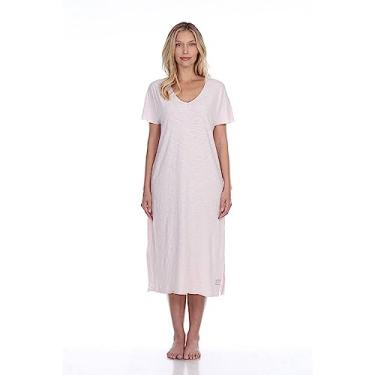 Imagem de Poetically Correct Vestido longo feminino Chelsea-Cotton manga curta com citação poética, rosa, M