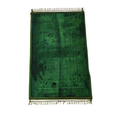 Imagem de Tapete de oração muçulmano islâmico - Sajadah grosso grande acolchoado para crianças, homens, mulheres, sola tapete de oração, macio, luxuoso, ótimo para joelhos e testa (verde)