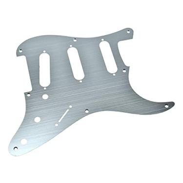 Imagem de KAISH 8 furos metal alumínio anodizado estilo vintage ST/Strat SSS Pickguard placa de proteção contra palhetas de guitarra para USA/México Stratocaster/Strat prata