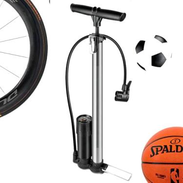 Imagem de Bomba Ar Vertical Manual Compacta 30 cm com Bico Duplo Presta e Schrader para Bicicleta MTB e Speed, Motos, Carro, Boias, Piscina Infantil, Bolas, Colchão de Ar