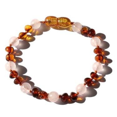 Imagem de Pulseira e Tornozeleira Infantil 15cm Âmbar Báltico Mel Escuro Polido 