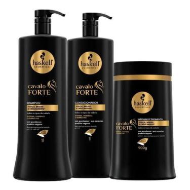 Imagem de Kit haskell cavalo forte sh cond 1 lt / masc 900g tratamento salão