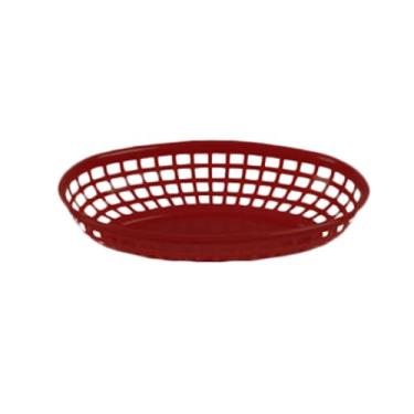 Imagem de FSE PLBK938R Cesta de fast food, 24 cm, oval, empilhável, pode ser lavada na lava-louças, polipropileno, vermelho, pacote com 12