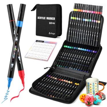 Imagem de Marcadores de Tinta Acrílica Brled - 60 Cores com Ponta Dupla para Art
