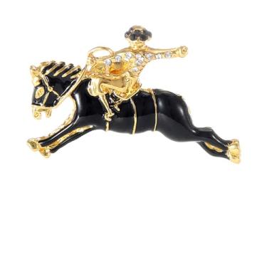Imagem de Dreuyet Broche de cavalo Kentucky Derby terno de corrida de cavalos broche de lapela para mulheres homens strass ouro antigo cavalo animal broche esmalte Kentucky roupas roupas acessórios joias,