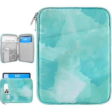 Imagem de Dadanism Bolsa para tablet de 9 a 11 polegadas para iPad 9/8/7 Gen 10.2, iPad Pro 11 M2 2022, iPad Air 5/4 10.9, iPad 10 Gen 10.9, Galaxy Tab A8/S9/S8/S9 FE, verde-sal marinho