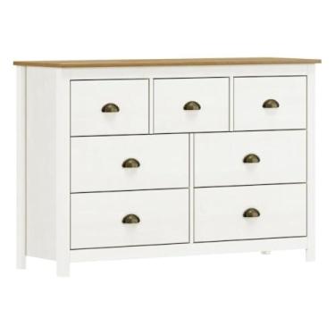 Imagem de Cômoda 7 Gavetas em Madeira Linha Topázio - Branco/freijó