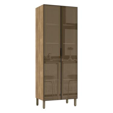 Imagem de Armário Paneleiro Duplo Cristaleira Viv Aluminum Freijó Preto - Kits Paraná