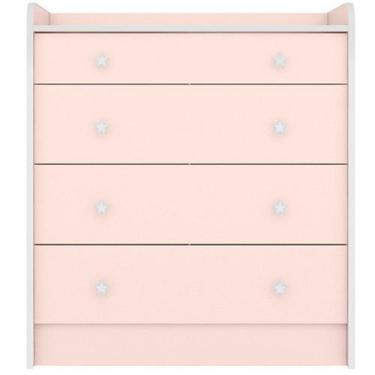 Imagem de Cômoda com Trocador Infantil 4 Gavetas Doce Mel - Qmovi, Rosa
