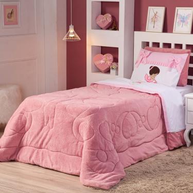 Imagem de Coberdrom Bailarina Rosê Solteiro 02 Peças Manta Microfibra