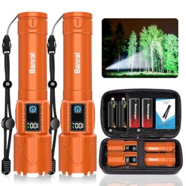 Imagem de Lanternas táticas recarregáveis de alto lúmens. Luz de LED super brilhante de 5000 mAh, lanterna USB C portátil à prova d'água para casa, carro, acampamento, emergências, 5 modos, zoom (2, laranja)