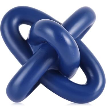 Imagem de XMGZQ Decoração de nó azul para livro de mesa de centro, decoração de elos de corrente para estante, suporte de TV, escultura de nó marinho para sala de estar em casa, decoração de objetos para sala