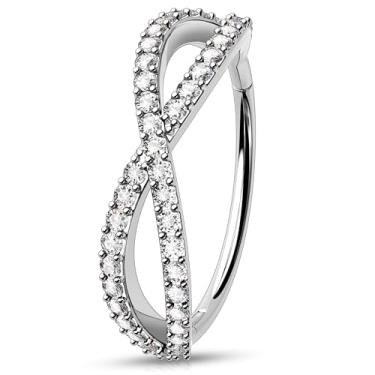 Imagem de Melighting 20G/18G Anel de nariz duplo 316L aço cirúrgico argola transparente CZ Helix Clicker brinco Tragus Conch joias para mulheres 6/8/10/12 mm segmento articulado, 10mm, Aço inoxidável, Zircônia