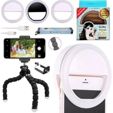Imagem de Kit Acessórios Youtuber Mini Tripé Flexível Suporte Celular Iluminação