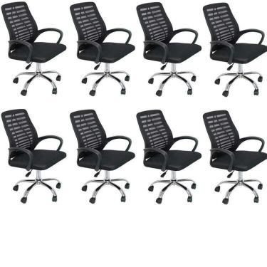 Imagem de Kit 8 Cadeiras Escritório Office Diretor Com Rodízio Cádis Preto