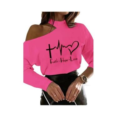 Imagem de Camiseta Feminina Branca Manga Comprida - Ombro De Fora - Estilo Chiqu