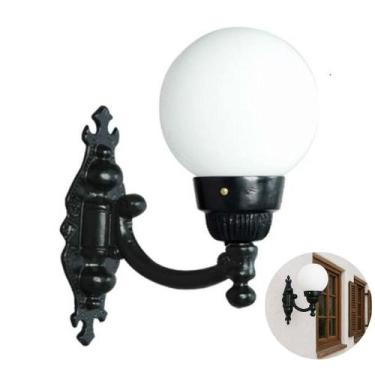 Imagem de Luminária Globo Pequena 1 Com Braço Externa e Interna Alumínio Fundido