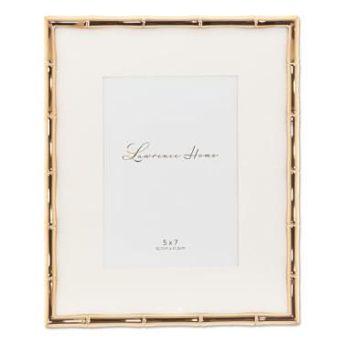 Imagem de Lawrence Frames Moldura de metal com design de bambu, 20 x 25 cm, fosca 5 x 7 cm, dourada
