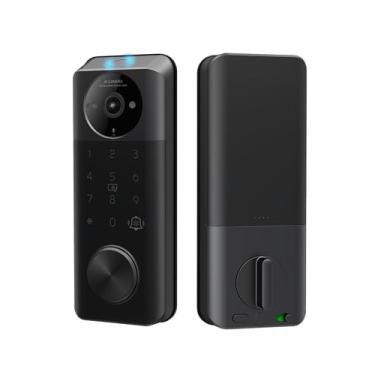 Imagem de Fechadura de porta inteligente, fechadura de porta de entrada sem chave, Wi-Fi embutido, porta frontal inteligente Deadboalt