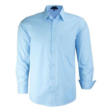 Imagem de Camisa Social Manga Longa Amil Clássica Com Bolso Algodão 1719, Azul b
