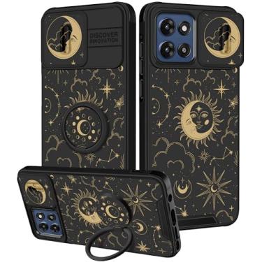 Imagem de Funermei Capa para Moto G Stylus 5G 2025 - Capa de telefone feminina bonita estética estrelas sol lua design exclusivo com capa de câmera e suporte de anel Funda para Motorola G Stylus 5G 2025