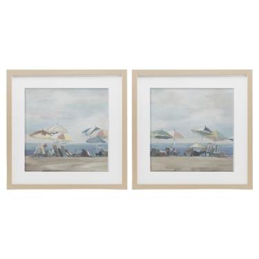 Imagem de Stupell Industries Guarda-chuvas de dia de praia pálido 2 peças Impressão emoldurada de bétula sob vidro design conjunto por Liz Jardine, 40,6 x 40,6 cm