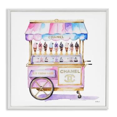 Imagem de Stupell Industries Carrinho de sorvete glamouroso branco emoldurado por Amanda Greenwood, 43 x 43 cm