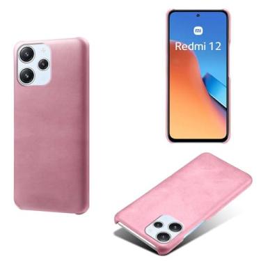 Imagem de Capa para Xiaomi POCO M6 Pro 5G,Proteção contra quedas,Casca de volta de cor sólida simples,Design de couro de imitação de plástico-Pink
