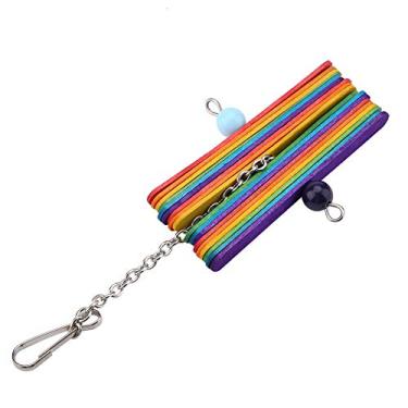 Imagem de Brinquedo de Papagaio Colorido - Bastões de Madeira Giratórios - Bico de Moagem - Adequado para Brincadeiras de Periquito