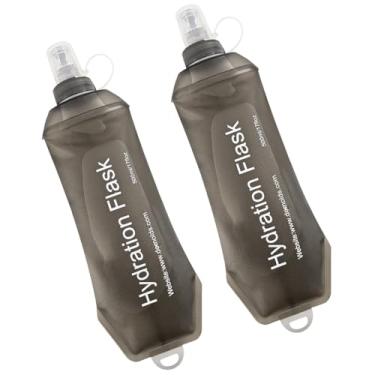 Imagem de WILDREEDS Frasco macio de 500 ml, garrafa de água macia dobrável de TPU para pacote de hidratação, colete de corrida, garrafa de água dobrável para caminhadas, ciclismo, escalada, 2 peças, cinza