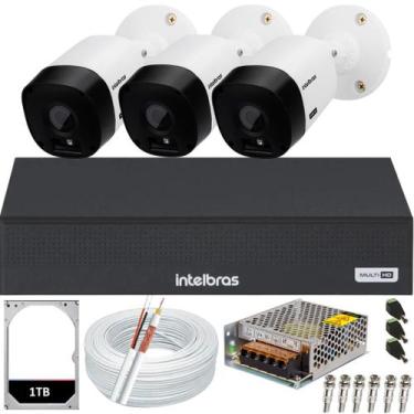 Imagem de Kit 3 Câmeras de Segurança Intelbras Bullet vhl 1120b Dvr 4 canais hd 