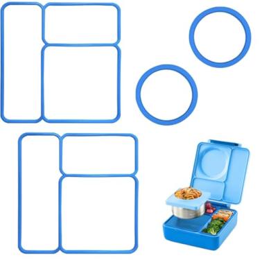 Imagem de Pacote com 4 juntas de vedação de tampa para OmieBox, substituição de vedação adequada para crianças Bento Box, feita de borracha de silicone segura para alimentos, acessórios essenciais para