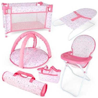 Imagem de Acessórios para bonecas DeAO Baby Doll Playset 6 em 1 rosa