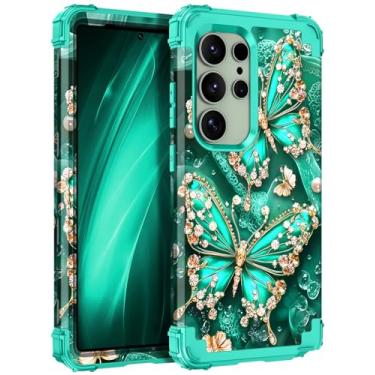 Imagem de Miqala Capa para Galaxy S24 Ultra 5G, que brilha no escuro, três camadas, resistente, à prova de choque, proteção total de plástico rígido + capa protetora de silicone macio para Samsung Galaxy S24