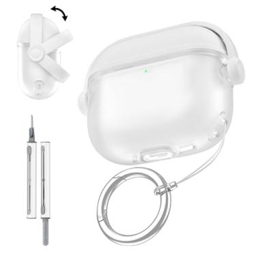 Imagem de Capa para AirPods 4 (4ª Geração), linda capa protetora de silicone para AirPods 4, com chaveiro e kit de limpeza, branca