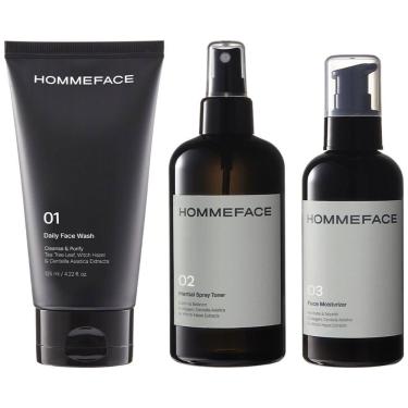 Imagem de Kit Skincare Facial para Homens com 3 Passos, HOMMEFACE, Preto