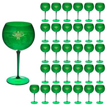 Imagem de Taça Acrílico 600ml Premium Taça Gin Boas Festas 32pçs (VERDE ESMERALDA)
