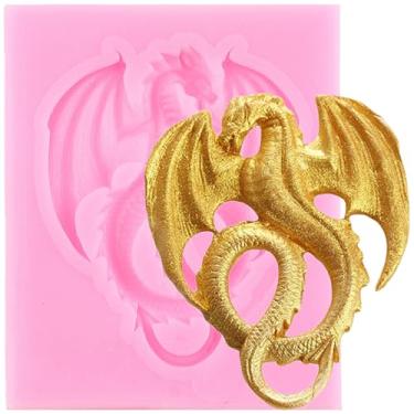 Imagem de Molde de dragão doce moldes de silicone molde de fondant de dragão voador para decoração de bolos topo de cupcake pasta de goma de chocolate argila de polímero