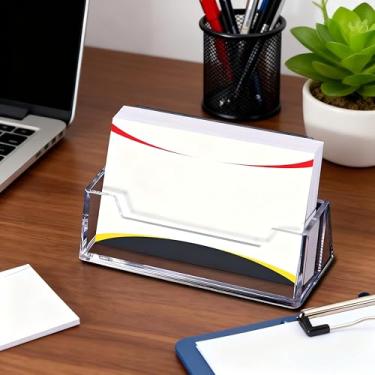 Imagem de Suporte de cartão de visita de plástico transparente de grade única, expositor de cartão de visita de acrílico para suporte de cartão de visita de mesa