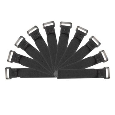 Imagem de Prendedor de cabo com gancho e laço de 19 x 2 cm reutilizável com fivela ajustável alça de fio multiuso para gerenciamento de cabos preto, pacote com 10