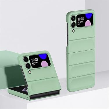 Imagem de Capa dura com sensação de pele para Samsung Galaxy Z Flip 3 4 5 5G Flip4 Flip5 Capa fosca de proteção lisa dobrável, verde claro, para Samsung Z Flip5