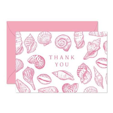 Imagem de Pacote com 24 cartões de agradecimento Whaline Pink Seashell 10x15 cm