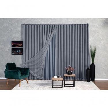 Imagem de Cortina Microfibra Com Voil 3,00x2,50 Para Trilho Suíço cinza