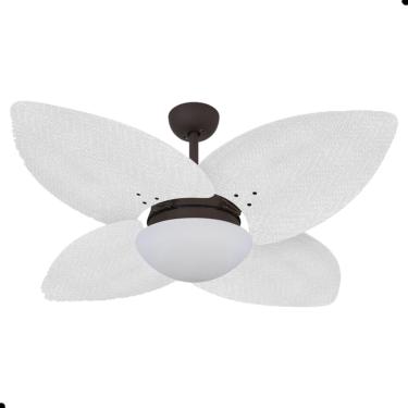Imagem de Ventilador de Teto Dormamu Marrom Texturizado 4 Pés Palmae Branco 127V com Controle