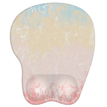 Imagem de Mouse pad com descanso de pulso mouse pad ergonômico com suporte de pulso confortável em forma de M para alívio da dor Base de PU antiderrapante para laptop, escritório e casa (pintura rosa bonita)