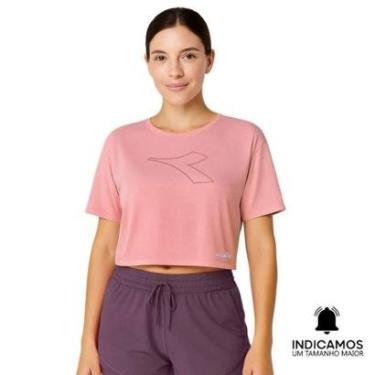 Imagem de Camiseta Cropped Diadora Uno New Running Feminina - Rosa GG-Feminino