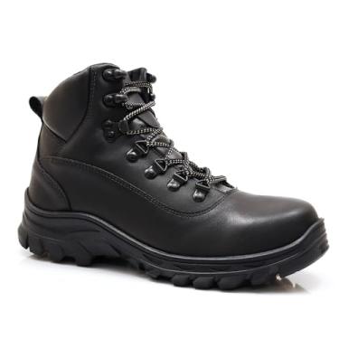 Imagem de Bota Coturno Masculina Adventure, Couro Marrom, Trilha e Casual, Solado Antiderrapante, Design Robusto (Preto, 40, BR, Adulto, Numérico, 40)