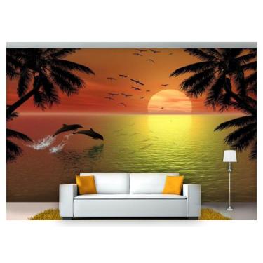Imagem de Papel De Parede Vida Marinha Golfinhos Mar 3D Fm82 - Você Decora