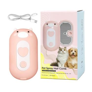 Imagem de Escova fumegante para gatos – Escova de vapor para cães – Pente multifuncional suave com removedor de cerdas para cuidados com xampu, lavagem e secagem em ambientes internos