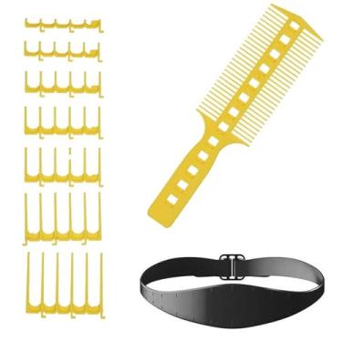 Imagem de Para cortadores de cabelo, kit de corte de cabelo profissional para homens | Modelo de pulseira de silicone, 7 acessórios de dentes de pente e pente para corte masculino e feminino